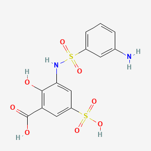 3-[(3-Aminobenzene-1-sulfonyl)amino]-2-hydroxy-5-sulfobenzoic acid