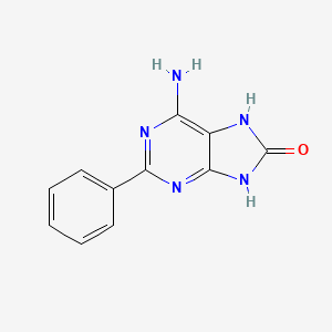 molecular formula C11H9N5O B15067295 6-Amino-2-phenyl-7,9-dihydropurin-8-one CAS No. 5466-68-2
