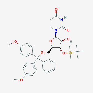 B150674 1-((2R,3R,4S,5R)-5-((Bis(4-methoxyphenyl)(phenyl)methoxy)methyl)-4-((tert-butyldimethylsilyl)oxy)-3-hydroxytetrahydrofuran-2-yl)pyrimidine-2,4(1H,3H)-dione CAS No. 81246-81-3