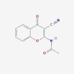 molecular formula C12H8N2O3 B15067565 N-(3-Cyano-4-oxo-4H-1-benzopyran-2-yl)acetamide CAS No. 142791-61-5