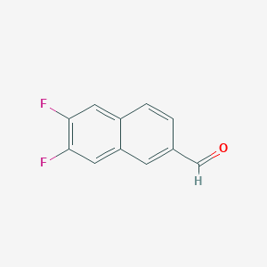 molecular formula C11H6F2O B15070496 6,7-Difluoronaphthalene-2-carbaldehyde 