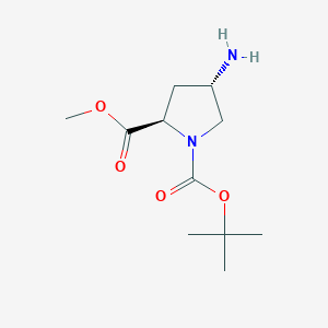 molecular formula C11H20N2O4 B150714 (2R,4S)-1-tert-Butyl 2-methyl 4-aminopyrrolidine-1,2-dicarboxylate CAS No. 254881-77-1