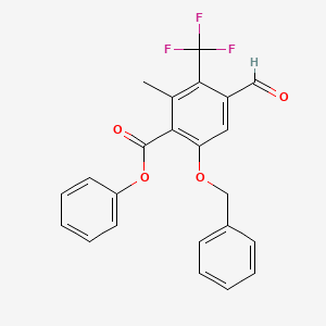 molecular formula C23H17F3O4 B1507301 Phenyl 6-(benzyloxy)-4-formyl-2-methyl-3-(trifluoromethyl)benzoate 