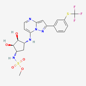 molecular formula C19H20F3N5O5S2 B15073531 methyl N-[(1S,2R,3S,4R)-2,3-dihydroxy-4-[(2-{3-[(trifluoromethyl)sulfanyl]phenyl}pyrazolo[1,5-a]pyrimidin-7-yl)amino]cyclopentyl]sulfamate 