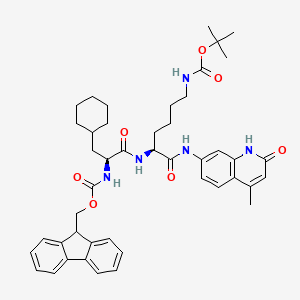 molecular formula C45H55N5O7 B15073596 tert-butyl N-[(5S)-5-[(2S)-3-cyclohexyl-2-{[(9H-fluoren-9-ylmethoxy)carbonyl]amino}propanamido]-5-[(4-methyl-2-oxo-1H-quinolin-7-yl)carbamoyl]pentyl]carbamate 