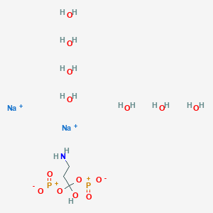 molecular formula C3H21NNa2O14P2+2 B15073968 Disodium heptahydrate 3-amino-1-hydroxy-1-[(oxidophosphonoyl)oxy]propyl phosphonate 