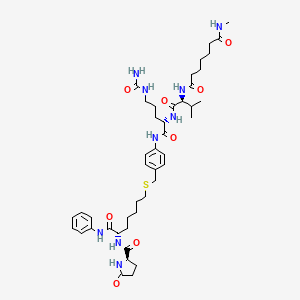 molecular formula C44H65N9O8S B15073996 N'-[(2S)-1-[[(2S)-1-[4-[[(6S)-7-anilino-7-oxo-6-[[(2R)-5-oxopyrrolidine-2-carbonyl]amino]heptyl]sulfanylmethyl]anilino]-5-(carbamoylamino)-1-oxopentan-2-yl]amino]-3-methyl-1-oxobutan-2-yl]-N-methylheptanediamide 