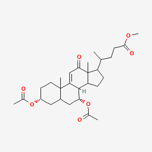 molecular formula C29H42O7 B15075182 Methyl 3alpha,7alpha-diacetoxy-12-keto-delta9(11)-cholenate CAS No. 27335-80-4