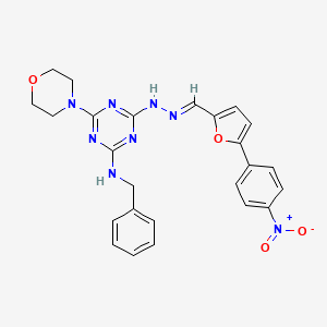 molecular formula C25H24N8O4 B15075262 N-benzyl-4-(morpholin-4-yl)-6-[(2E)-2-{[5-(4-nitrophenyl)furan-2-yl]methylidene}hydrazinyl]-1,3,5-triazin-2-amine 