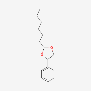 molecular formula C15H22O2 B15075774 2-Hexyl-4-phenyl-1,3-dioxolane CAS No. 55668-39-8