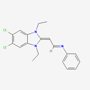 molecular formula C19H19Cl2N3 B15075929 N-[(1E)-2-(5,6-dichloro-1,3-diethyl-1,3-dihydro-2H-benzimidazol-2-ylidene)ethylidene]aniline CAS No. 65907-67-7