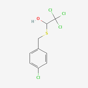 molecular formula C9H8Cl4OS B15076213 Ethanol, 2,2,2-trichloro-1-[[(4-chlorophenyl)methyl]thio]- CAS No. 89227-86-1