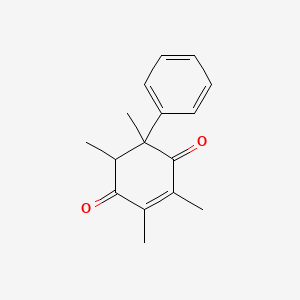 molecular formula C16H18O2 B15076593 Cyclohex-2-ene-1,4-dione, 2,3,5,6-tetramethyl-5-phenyl- 