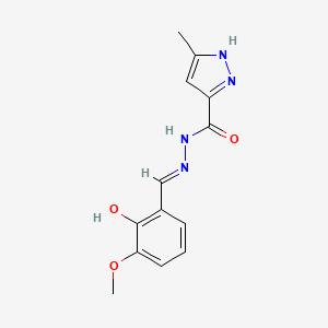 molecular formula C13H14N4O3 B15077099 N'-[(E)-(2-hydroxy-3-methoxyphenyl)methylidene]-3-methyl-1H-pyrazole-5-carbohydrazide 