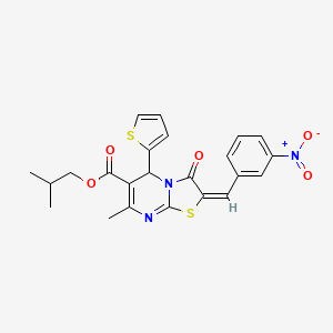 molecular formula C23H21N3O5S2 B15077431 isobutyl (2E)-7-methyl-2-(3-nitrobenzylidene)-3-oxo-5-(2-thienyl)-2,3-dihydro-5H-[1,3]thiazolo[3,2-a]pyrimidine-6-carboxylate 