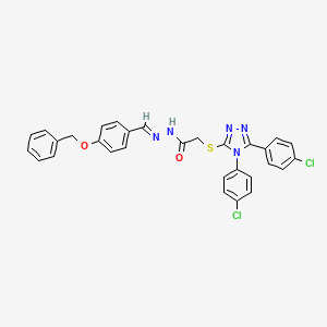 molecular formula C30H23Cl2N5O2S B15077480 N'-{(E)-[4-(benzyloxy)phenyl]methylidene}-2-{[4,5-bis(4-chlorophenyl)-4H-1,2,4-triazol-3-yl]sulfanyl}acetohydrazide 