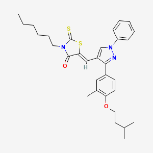 molecular formula C31H37N3O2S2 B15077485 (5Z)-3-hexyl-5-({3-[3-methyl-4-(3-methylbutoxy)phenyl]-1-phenyl-1H-pyrazol-4-yl}methylidene)-2-thioxo-1,3-thiazolidin-4-one 