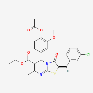 molecular formula C26H23ClN2O6S B15077512 ethyl (2E)-5-[4-(acetyloxy)-3-methoxyphenyl]-2-(3-chlorobenzylidene)-7-methyl-3-oxo-2,3-dihydro-5H-[1,3]thiazolo[3,2-a]pyrimidine-6-carboxylate 