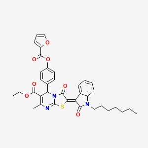 molecular formula C36H35N3O7S B15077622 ethyl (2Z)-5-{4-[(furan-2-ylcarbonyl)oxy]phenyl}-2-(1-heptyl-2-oxo-1,2-dihydro-3H-indol-3-ylidene)-7-methyl-3-oxo-2,3-dihydro-5H-[1,3]thiazolo[3,2-a]pyrimidine-6-carboxylate 