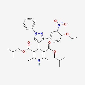 molecular formula C34H40N4O7 B15077692 diisobutyl 4-[3-(4-ethoxy-3-nitrophenyl)-1-phenyl-1H-pyrazol-4-yl]-2,6-dimethyl-1,4-dihydro-3,5-pyridinedicarboxylate 