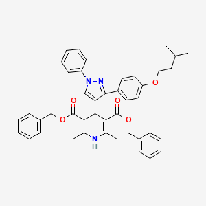 molecular formula C43H43N3O5 B15077714 Dibenzyl 4-{3-[4-(isopentyloxy)phenyl]-1-phenyl-1H-pyrazol-4-YL}-2,6-dimethyl-1,4-dihydro-3,5-pyridinedicarboxylate 