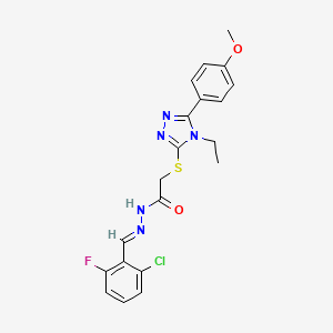 molecular formula C20H19ClFN5O2S B15077761 N'-[(E)-(2-chloro-6-fluorophenyl)methylidene]-2-{[4-ethyl-5-(4-methoxyphenyl)-4H-1,2,4-triazol-3-yl]sulfanyl}acetohydrazide 