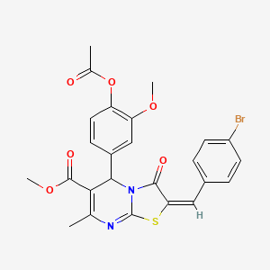 molecular formula C25H21BrN2O6S B15077791 methyl (2E)-5-[4-(acetyloxy)-3-methoxyphenyl]-2-(4-bromobenzylidene)-7-methyl-3-oxo-2,3-dihydro-5H-[1,3]thiazolo[3,2-a]pyrimidine-6-carboxylate 
