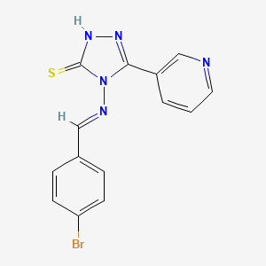molecular formula C14H10BrN5S B15077795 4-((4-Bromobenzylidene)amino)-5-(3-pyridinyl)-4H-1,2,4-triazol-3-YL hydrosulfide 
