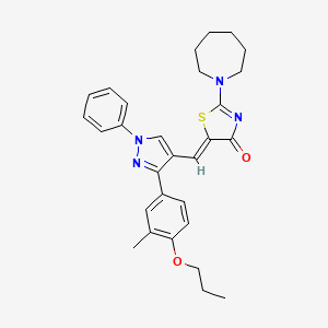 molecular formula C29H32N4O2S B15077815 (5Z)-2-(1-azepanyl)-5-{[3-(3-methyl-4-propoxyphenyl)-1-phenyl-1H-pyrazol-4-yl]methylene}-1,3-thiazol-4(5H)-one 