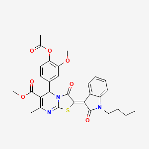 molecular formula C30H29N3O7S B15077934 methyl (2Z)-5-[4-(acetyloxy)-3-methoxyphenyl]-2-(1-butyl-2-oxo-1,2-dihydro-3H-indol-3-ylidene)-7-methyl-3-oxo-2,3-dihydro-5H-[1,3]thiazolo[3,2-a]pyrimidine-6-carboxylate 