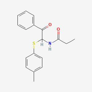 molecular formula C18H19NO2S B15077947 N-{1-[(4-methylphenyl)sulfanyl]-2-oxo-2-phenylethyl}propanamide 