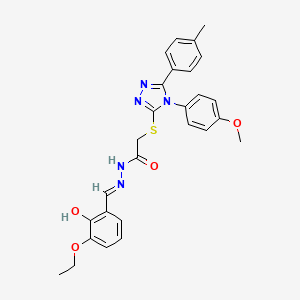molecular formula C27H27N5O4S B15078000 N'-[(E)-(3-ethoxy-2-hydroxyphenyl)methylidene]-2-{[4-(4-methoxyphenyl)-5-(4-methylphenyl)-4H-1,2,4-triazol-3-yl]sulfanyl}acetohydrazide 