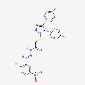molecular formula C25H21ClN6O3S B15078034 2-{[4,5-bis(4-methylphenyl)-4H-1,2,4-triazol-3-yl]sulfanyl}-N'-[(E)-(2-chloro-5-nitrophenyl)methylidene]acetohydrazide 