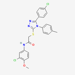 molecular formula C24H20Cl2N4O2S B15078054 N-(3-chloro-4-methoxyphenyl)-2-{[5-(4-chlorophenyl)-4-(4-methylphenyl)-4H-1,2,4-triazol-3-yl]sulfanyl}acetamide 