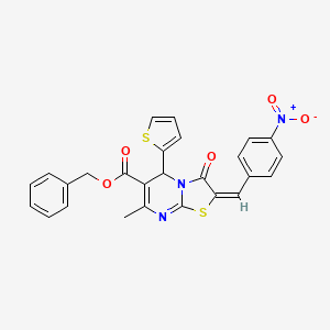 molecular formula C26H19N3O5S2 B15078098 Benzyl (2E)-7-methyl-2-(4-nitrobenzylidene)-3-oxo-5-(2-thienyl)-2,3-dihydro-5H-[1,3]thiazolo[3,2-A]pyrimidine-6-carboxylate 