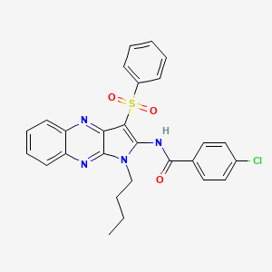 molecular formula C27H23ClN4O3S B15078134 N-[1-butyl-3-(phenylsulfonyl)-1H-pyrrolo[2,3-b]quinoxalin-2-yl]-4-chlorobenzamide 