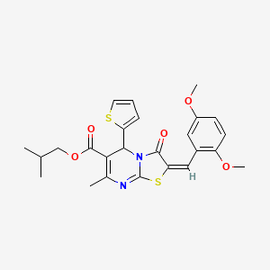 molecular formula C25H26N2O5S2 B15078168 Isobutyl (2E)-2-(2,5-dimethoxybenzylidene)-7-methyl-3-oxo-5-(2-thienyl)-2,3-dihydro-5H-[1,3]thiazolo[3,2-A]pyrimidine-6-carboxylate 