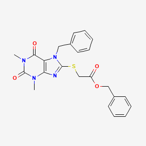 molecular formula C23H22N4O4S B15078239 benzyl [(7-benzyl-1,3-dimethyl-2,6-dioxo-2,3,6,7-tetrahydro-1H-purin-8-yl)sulfanyl]acetate 