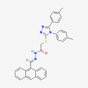 molecular formula C33H27N5OS B15078276 N'-[(E)-anthracen-9-ylmethylidene]-2-{[4,5-bis(4-methylphenyl)-4H-1,2,4-triazol-3-yl]sulfanyl}acetohydrazide 
