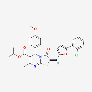 molecular formula C29H25ClN2O5S B15078290 Isopropyl (2E)-2-{[5-(2-chlorophenyl)-2-furyl]methylene}-5-(4-methoxyphenyl)-7-methyl-3-oxo-2,3-dihydro-5H-[1,3]thiazolo[3,2-A]pyrimidine-6-carboxylate 