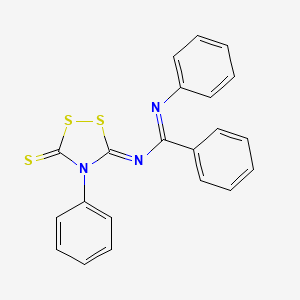molecular formula C21H15N3S3 B15078336 N'-phenyl-N-[(3Z)-4-phenyl-5-thioxo-1,2,4-dithiazolidin-3-ylidene]benzenecarboximidamide 