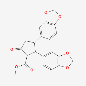 molecular formula C21H18O7 B15078508 Methyl 2,3-di(1,3-benzodioxol-5-yl)-5-oxocyclopentanecarboxylate CAS No. 40918-93-2