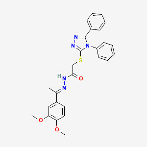 molecular formula C26H25N5O3S B15078541 N'-[(1E)-1-(3,4-dimethoxyphenyl)ethylidene]-2-[(4,5-diphenyl-4H-1,2,4-triazol-3-yl)sulfanyl]acetohydrazide 