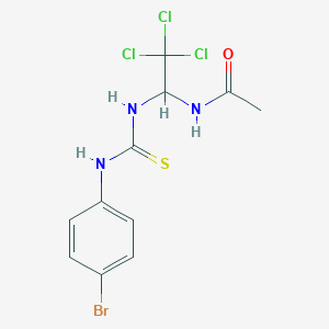 molecular formula C11H11BrCl3N3OS B15078577 N-(1-{[(4-bromophenyl)carbamothioyl]amino}-2,2,2-trichloroethyl)acetamide 