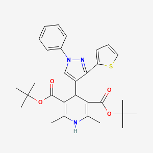 molecular formula C30H35N3O4S B15078658 DI(Tert-butyl) 2,6-dimethyl-4-[1-phenyl-3-(2-thienyl)-1H-pyrazol-4-YL]-1,4-dihydro-3,5-pyridinedicarboxylate 