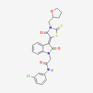 molecular formula C24H20ClN3O4S2 B15078687 N-(3-Chlorophenyl)-2-{(3Z)-2-oxo-3-[4-oxo-3-(tetrahydro-2-furanylmethyl)-2-thioxo-1,3-thiazolidin-5-ylidene]-2,3-dihydro-1H-indol-1-YL}acetamide 