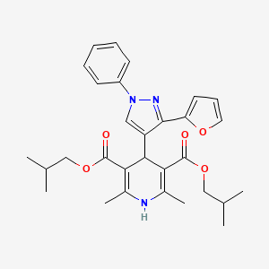 molecular formula C30H35N3O5 B15078715 Diisobutyl 4-[3-(2-furyl)-1-phenyl-1H-pyrazol-4-YL]-2,6-dimethyl-1,4-dihydro-3,5-pyridinedicarboxylate 