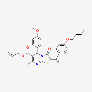 molecular formula C29H30N2O5S B15078778 Allyl (2E)-2-(4-butoxybenzylidene)-5-(4-methoxyphenyl)-7-methyl-3-oxo-2,3-dihydro-5H-[1,3]thiazolo[3,2-A]pyrimidine-6-carboxylate 