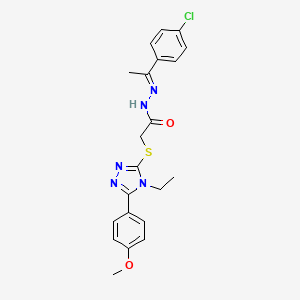 molecular formula C21H22ClN5O2S B15078838 N'-[(1E)-1-(4-chlorophenyl)ethylidene]-2-{[4-ethyl-5-(4-methoxyphenyl)-4H-1,2,4-triazol-3-yl]sulfanyl}acetohydrazide 