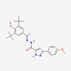 molecular formula C26H32N4O3 B15078940 N'-[(E)-(3,5-di-tert-butyl-4-hydroxyphenyl)methylidene]-3-(4-methoxyphenyl)-1H-pyrazole-5-carbohydrazide 